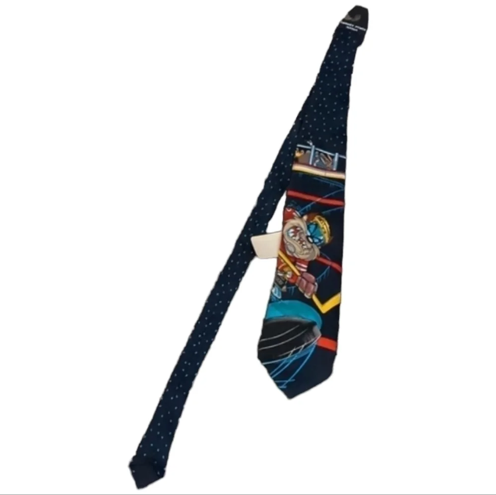 Looney Tunes Mania Sports Taz Tie Vintage Warner Bros Hockey Y2k